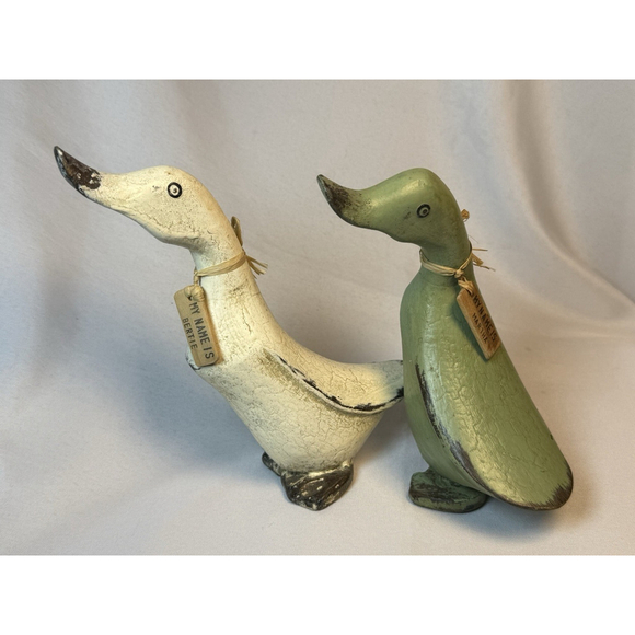 Vintage Smith and Hawkens Folk Art Duck with Name Tag Bertie & Martha